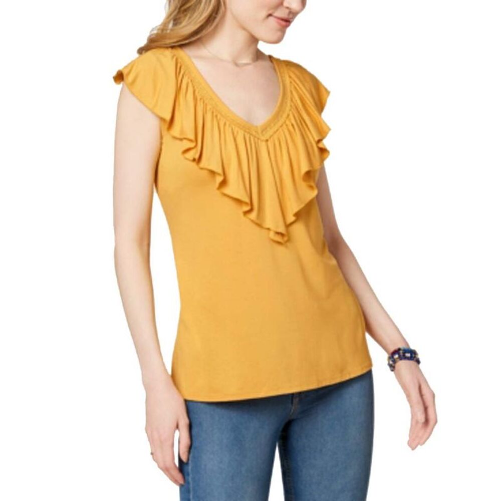 Style & Co V Neck Ruffled Top - Picture 3 of 4
